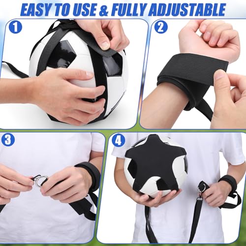 TOBWOLF Soccer Kick Trainer with Black Wrist Belt - Solo Football Practice Aid for Size 3-5 Balls