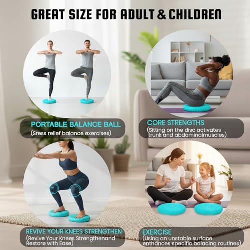 Wobble Cushion Balance Disc - Extra Thick Non-Slip, Turquoise