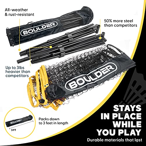 Portable Badminton Pickleball Net - 10ft Black, Adjustable Height