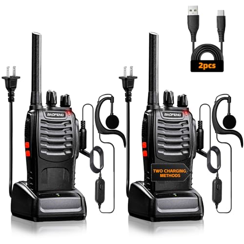 Baofeng 2-Pack Long-Range Rechargeable Walkie Talkies, 16 Channels, VOX, Includes Battery & Charger