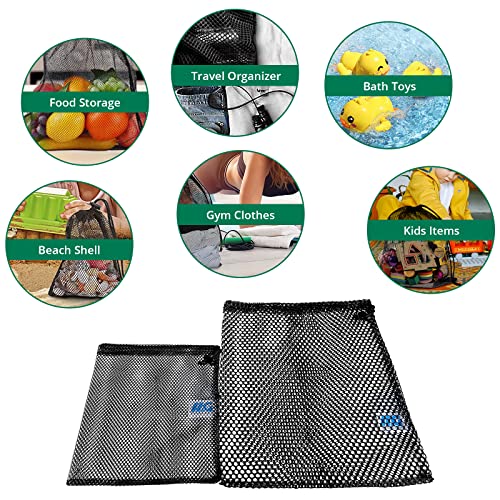 Nylon Mesh Drawstring Bags - 2 Pack for Golf Balls & Sports Gear