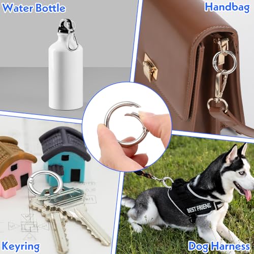 16 PCS Metal Spring Round Carabiner Clips - 4 Sizes O Rings