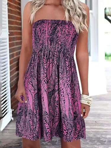 Floral Off Shoulder Strapless Midi Dress - Purple Graffiti, Small
