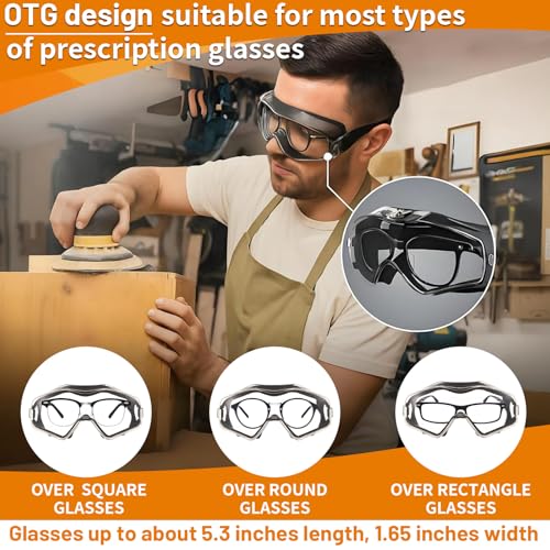 Copkim Black Airsoft Goggles Over Glasses with 3 Interchangeable Lenses, ANSI Z87.1