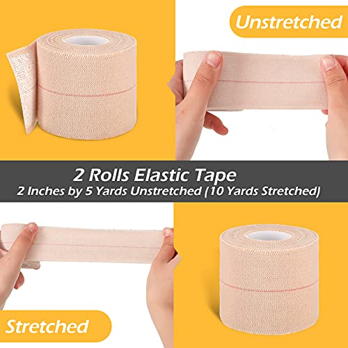 Nuanchu 2 Rolls Adhesive Elastic Tape Bandage Wrap, Inch Wide, Apricot