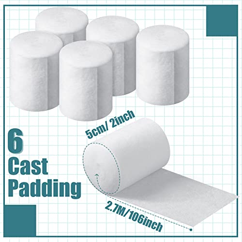 Soft Cast Padding Bandage - 6 Rolls, 2 Inch x 8.8 Ft
