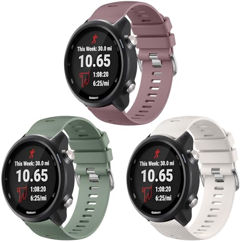 20mm Soft Silicone Replacement Watch Band for Garmin - Smoke Violet + Cactus + Starlight