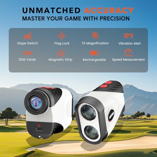 Laser Golf Rangefinder with Slope - 1200 Yard, 7X Magnification