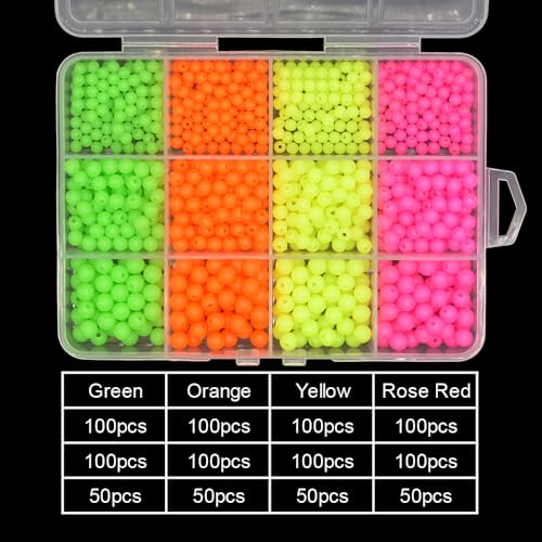 1000pcs Bright Color Plastic Fishing Beads for Lures 4mm-6mm