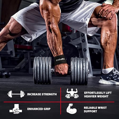 Weightlifting Wrist Straps - 21.2" Cotton Straps with Non-Slip Hex Grip