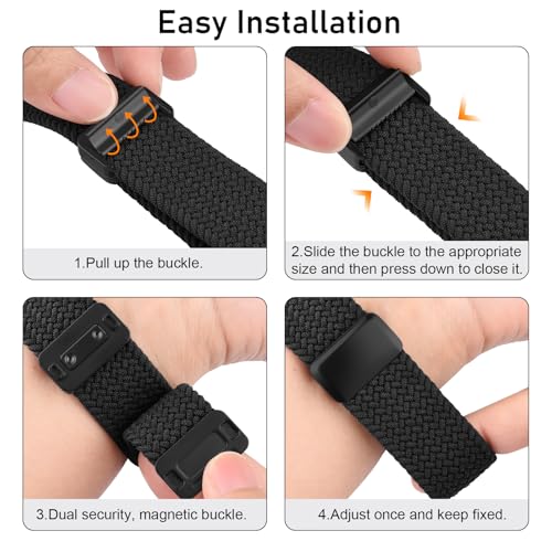 Magnetic Braided Watch Band for Amazfit Bip 6 / Bip 5 - Black