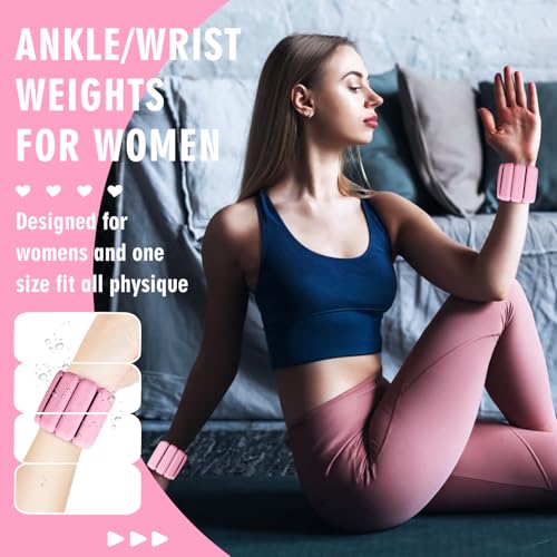 Pink Adjustable Wrist Weights Set 2lb for Women & Men - GALLIA