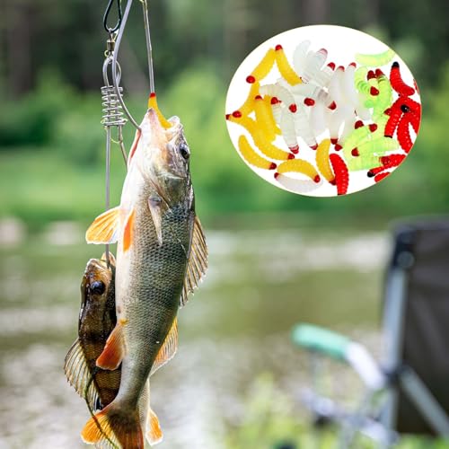 50 Pcs Soft Silicone Maggot Fishing Baits - Freshwater Lures