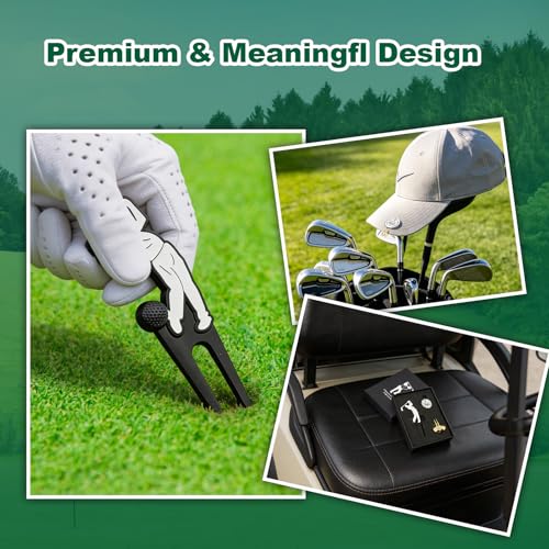 Premium Golf Gift Set for Dad - Divot Tool, Ball Marker & Hat Clip