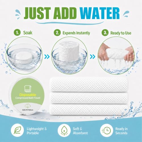 Compressed Bath Towel Tablets - 6 Pack Travel Towels