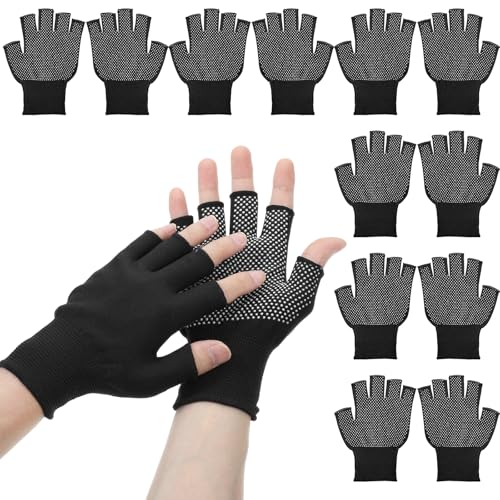 Lightweight Half-Finger Workout Gloves - 6 Pack Black