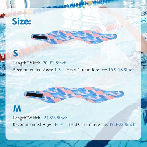 Kids Swim Headband - Neoprene Water Earplug Guard, Medium Tie-dye Blue