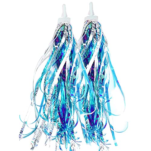 Kids Bike Handlebar Streamers - Shiny Blue Tassel Ribbons