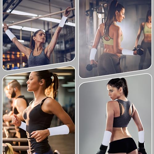 Wrist Sweatbands - Elastic Sport Wristbands for Working Out - White