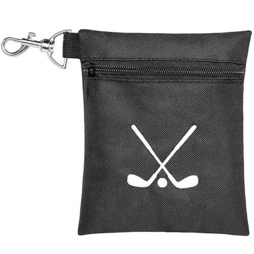 Waterproof Golf Tee Bag with Clip - Portable Storage Pouch - Black