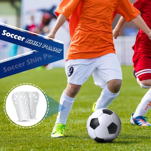 Soccer Shin Guards - Lightweight & Breathable Protective Gear - Black & White