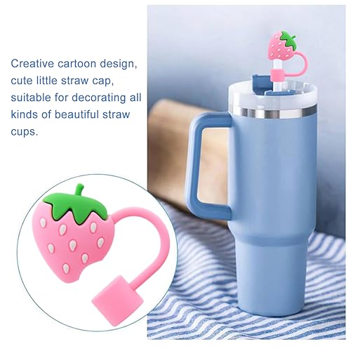 Silicone Straw Cover Set for 30/40oz Tumblers - 6pcs Strawberry Cloud Flower