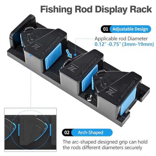 RESTCLOUD Blue Vertical Fishing Rod Holder with 3 Slots – Wall Mount Rack