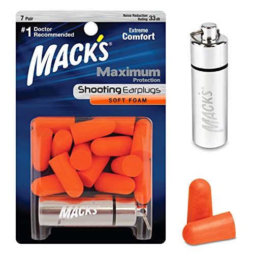 Maximum Protection Soft Foam Ear Plugs - 33 dB NRR, 7 Pairs + Travel Case