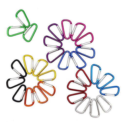 30pc D-Shaped Aluminum Alloy Carabiner Clips for Camping & Hiking