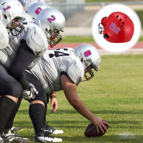 160 PCS Sports Helmet Number Stickers - Self-Adhesive Vinyl Decals - Rose Red