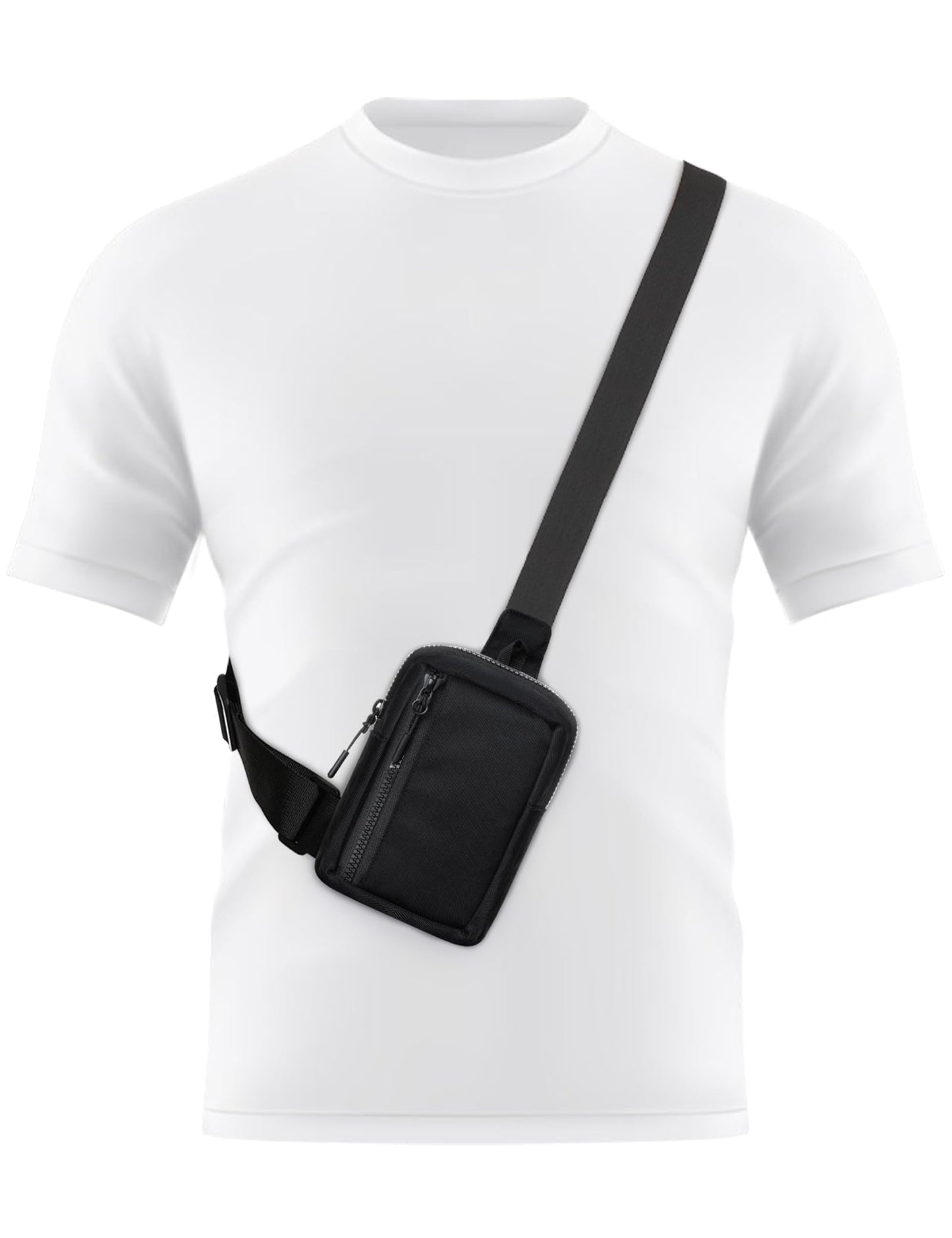Peicees Mini Sling Bag for Men Women Crossbody Bag Travel Running Phone Daypack Shoulder Bags, Black