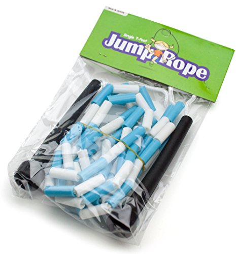7-Foot Beaded Jump Rope - Weighted Segmented Fitness Rope - Blue & White
