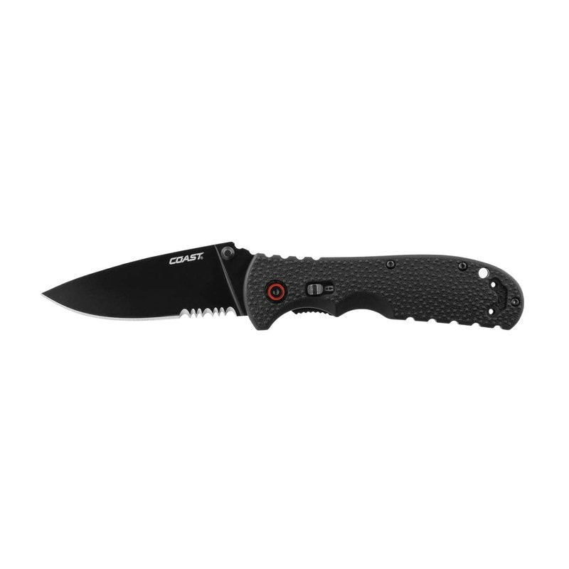 COAST RX350 Blade Assist Tactical Folding Knife with 3.625" Serrated Stainless Steel Blade
