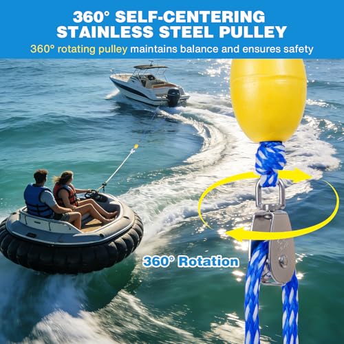 Heavy Duty Boat Tow Harness with 360° Pulley - Blue & White