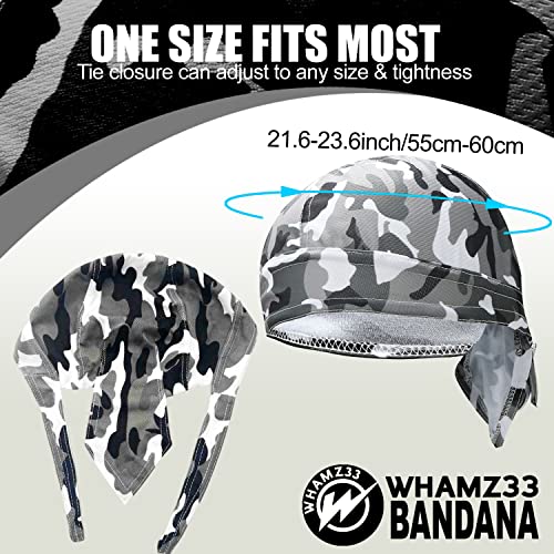 Whamz33 W Do Rags for Men 4pc Camouflage Skull Caps Durags – One Size