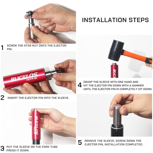 BUCKLOS Professional Edition Bike Fork Star Nut Setting Install Tool Kit for 1" & 1-1/8" Fork Tubes