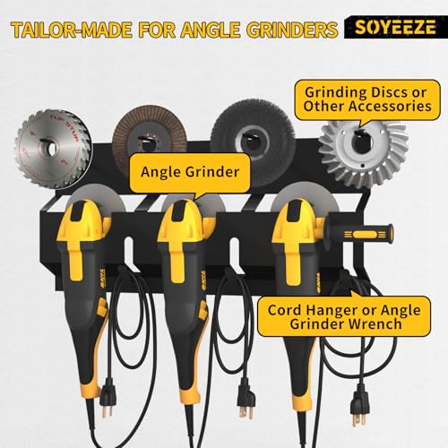 SOYEEZE Angle Grinder Holder, Angle Grinder Tool Stand for Milwaukee/Dewalt 1 Pack, Tool Storage Rack, Wall mount Bracket for Cutters Polishers, Garage and Workspace