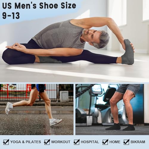 FuelMeFoot Men's Large-X-Large Non-Slip Yoga Socks 4 Pairs Black Cushioned