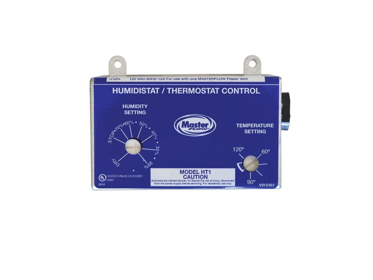 Master Flow GAF Adjustable Humidistat & Thermostat Combo for Power Vents & Fans | Controls Attic Moisture & Heat Buildup | Adjustable for All Climates | Universal Compatibility | UL Listed - HT1