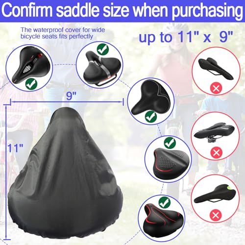 Black Waterproof Bicycle Seat Cover - Rainproof, UV-Resistant, Reusable, Easy Install, for City & Wide Seats (2pcs)