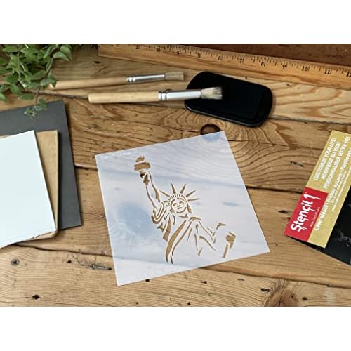Statue of Liberty Stencil 5.75" x 6" - Durable Quality Reusable Stencils for Drawing Painting - American Stencil Fourth of July Decorating Items and Decor on Walls Fabric & Furniture Art Craft