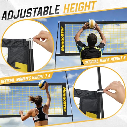 12FT Portable Volleyball Net - Adjustable Height, Freestanding with Carry Bag
