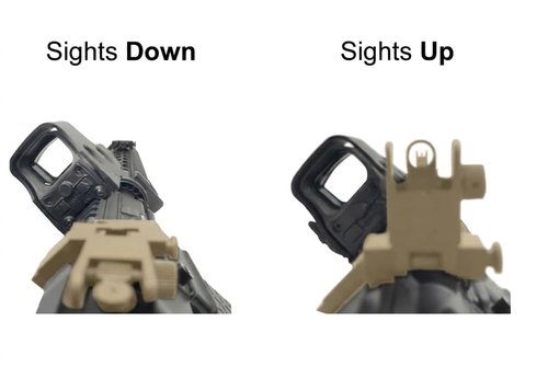 GOTICAL 45 Degree Offset Flip Up Sight | Low Profile Design Rapid Transition Front and Rear flip up Sights (Offset Flip Up Sight - Dark/Earth)