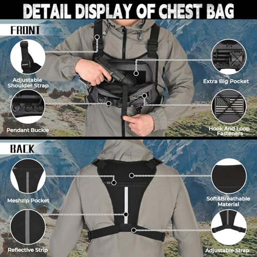 Outdoor Sports Chest Bag for Men - Gray, EDC Travel Vest Holster
