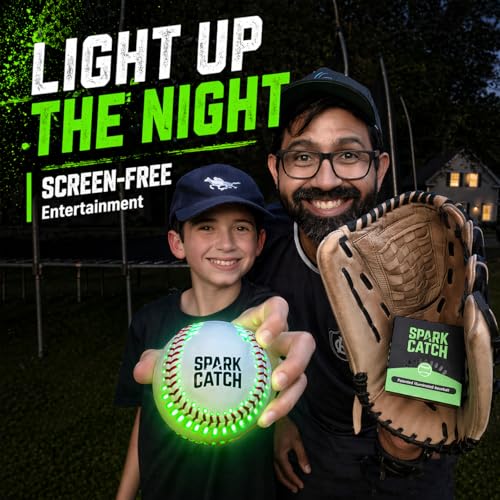 SPARK CATCH Glow in The Dark Baseball - Neon Green Impact Light-Up Ball