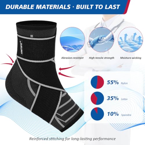 Adjustable Ankle Brace for Plantar Fasciitis Relief - Grey, Large