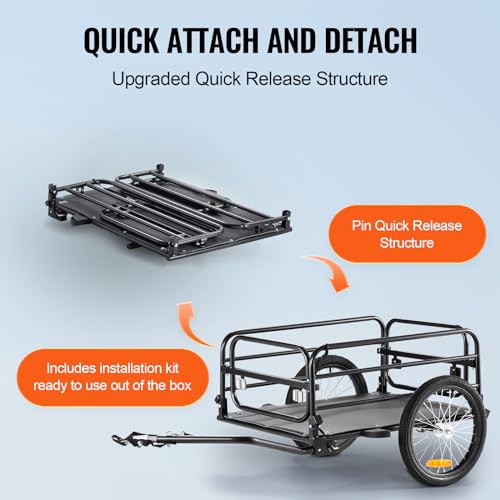 Heavy-Duty Bike Cargo Trailer - 160 lbs Load Capacity, Foldable