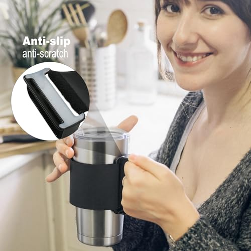 Beautyflier Adjustable Tumbler Handle for 20-64oz Cups (Black) fits YETI/Rambler, RTIC, Ozark Trail