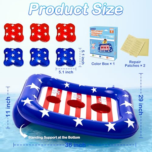 Inflatable Pool Cornhole Game - American Flag Design