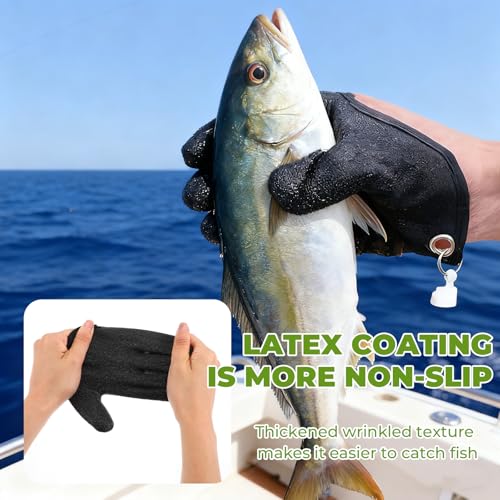 Waterproof Fishing Gloves with Magnetic Hook - 2 Pcs Non-Slip Grip